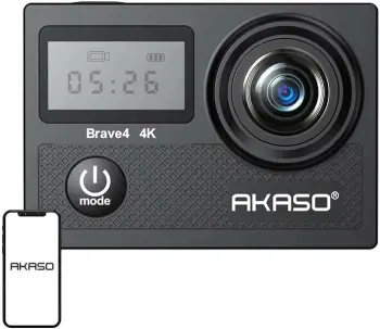 Kamerë sportive Akaso Brave 4, 4K, kënd 170°, 20MP, e zezë, set me aksesorë