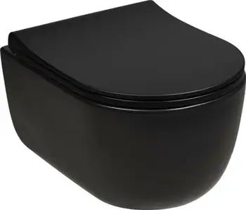 Set kompakt WC muri Vilarte Wall Hung Black Mel, 49cm, rimless, i zi