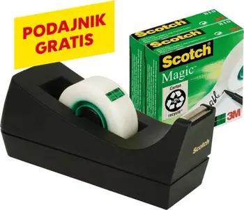 Shpërndarës tejpe tavoline Scotch, me 3 rrotulla Magic 19mm x 33m, i zi