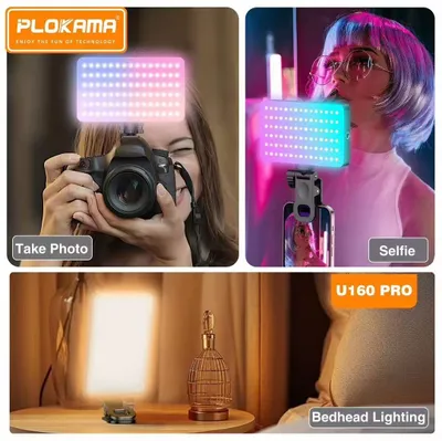 Dritë LED për celular Plokama U160 Pro, RGB, 120x70mm - 2