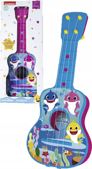 Kitarra për fëmijë REIG Baby Shark, plastike, 4 tela, blu