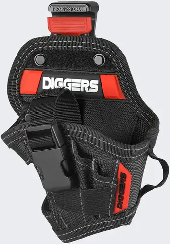 Holster për trapano Diggers S, 5 xhepa, poliester, i zi