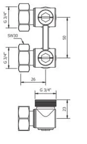 Valvulë konektuese Basic 3/4"x3/4" (C093100402) - 2