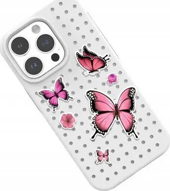Set pinash dekorativë Pinit Flower Butterfly Pattern 1, 6 copë, motive lule dhe flutura, rozë