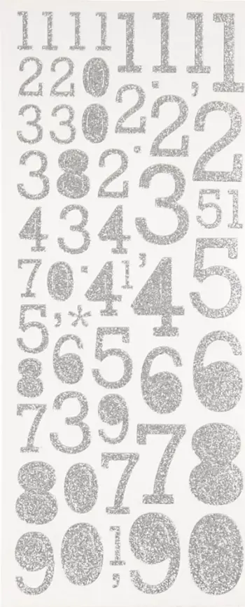 Letra Ngjitëse Glitter Company, numra argjendi