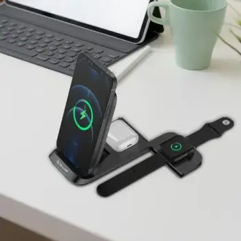 Mbushës Wireless Tellur 3-In-1 Foldable, 15W, Zezë