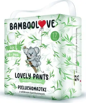 Pelenë pantallona Bamboolove Lovely Pants L, 9-14 kg, 18 copë, e bardhë