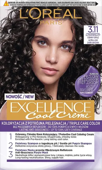 Ngjyrë për flokë Excellence, 3.11 Cool Ultra Ash Dark Brown