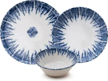 Set për darkë 12 pjesësh Hermia, MCH-01-12-PRC, porcelan, ngjyrë kaltër-bardhë