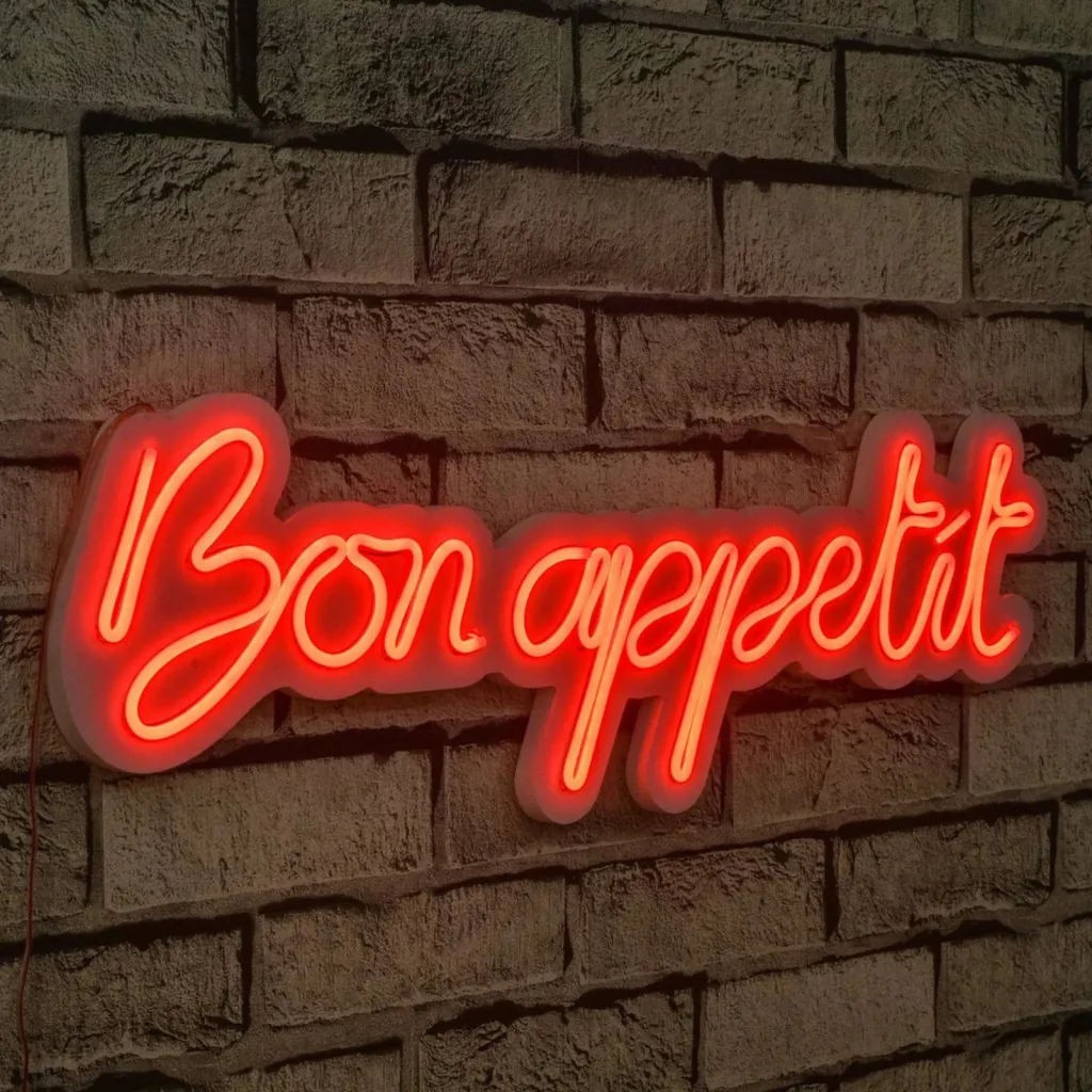 Dekor dritash LED plastike, 'Bon Appetit', ngjyrë e kuqe - 2