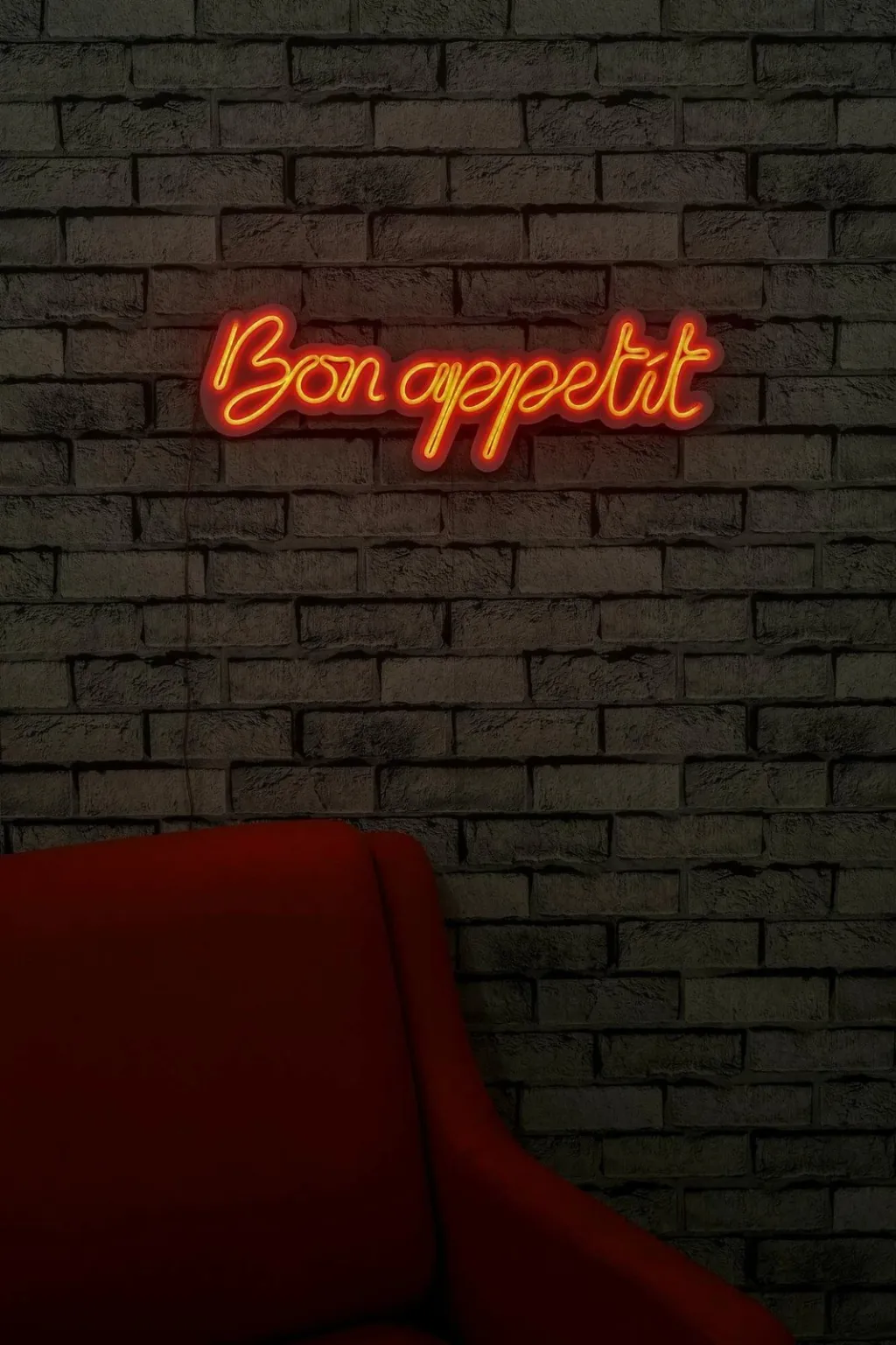 Dekor dritash LED plastike, 'Bon Appetit', ngjyrë e kuqe - 4