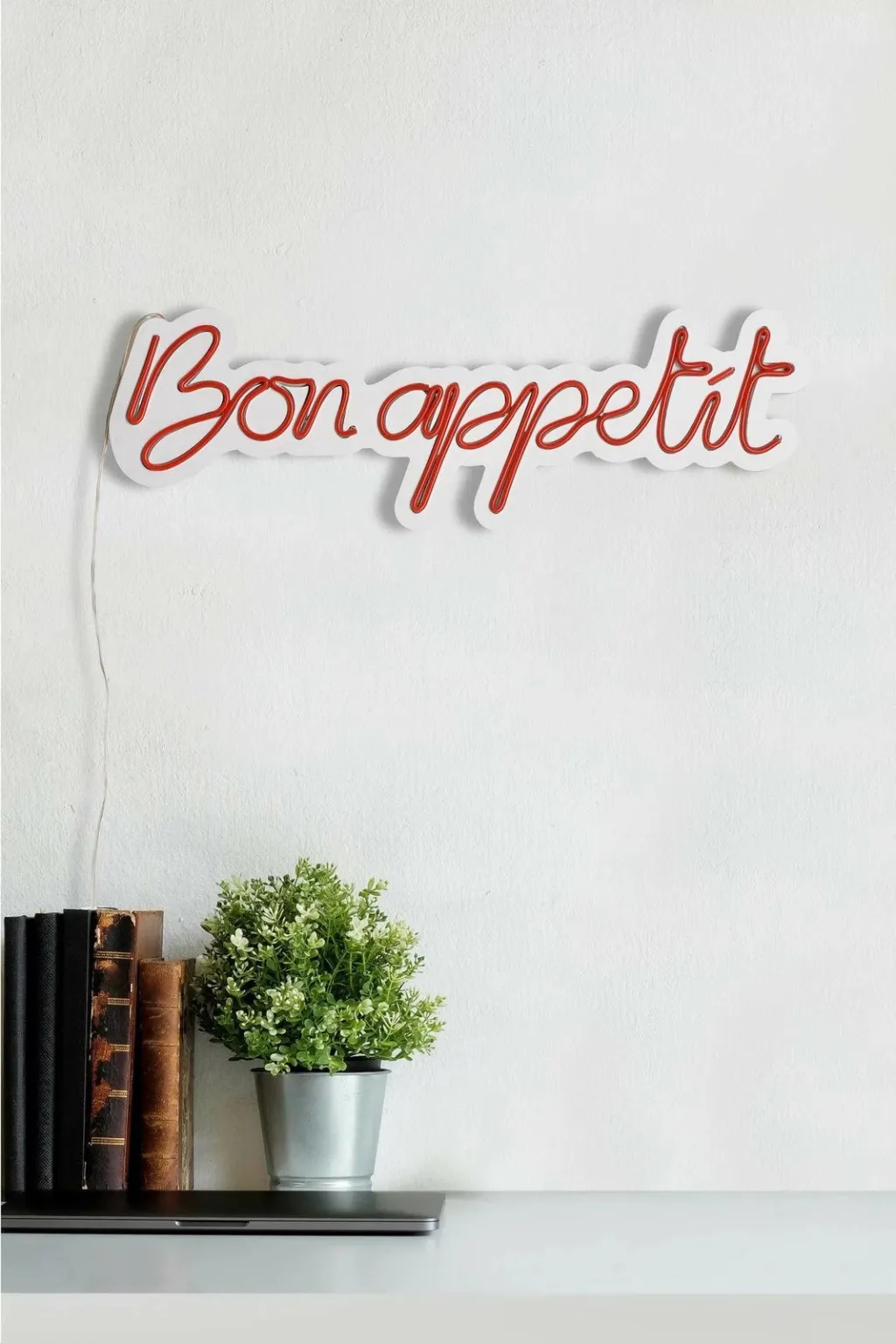 Dekor dritash LED plastike, 'Bon Appetit', ngjyrë e kuqe - 6