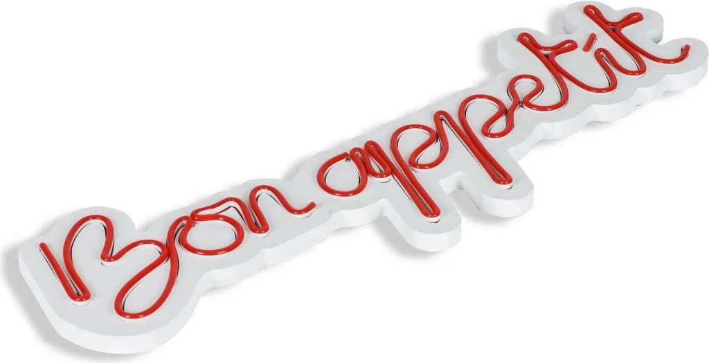 Dekor dritash LED plastike, 'Bon Appetit', ngjyrë e kuqe - 7