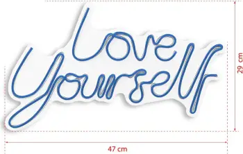 Dekor dritash LED plastike, ‘Love Yourself’, ngjyrë e kaltër