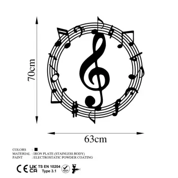 Aksesor dekorativ metalik për mur, motiv muzikor, Wallity, Musical 2