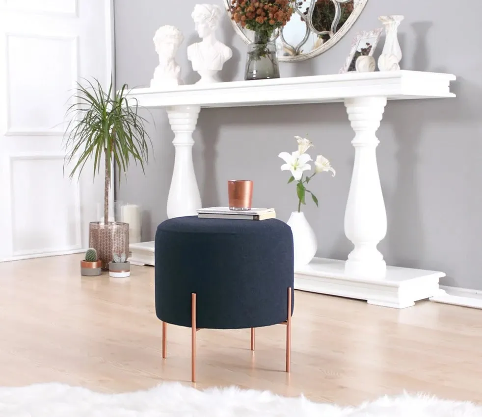 Puf Atelier del Sofa, ngjyrë kaltër e errët, 50 - këmbë bakri - 4