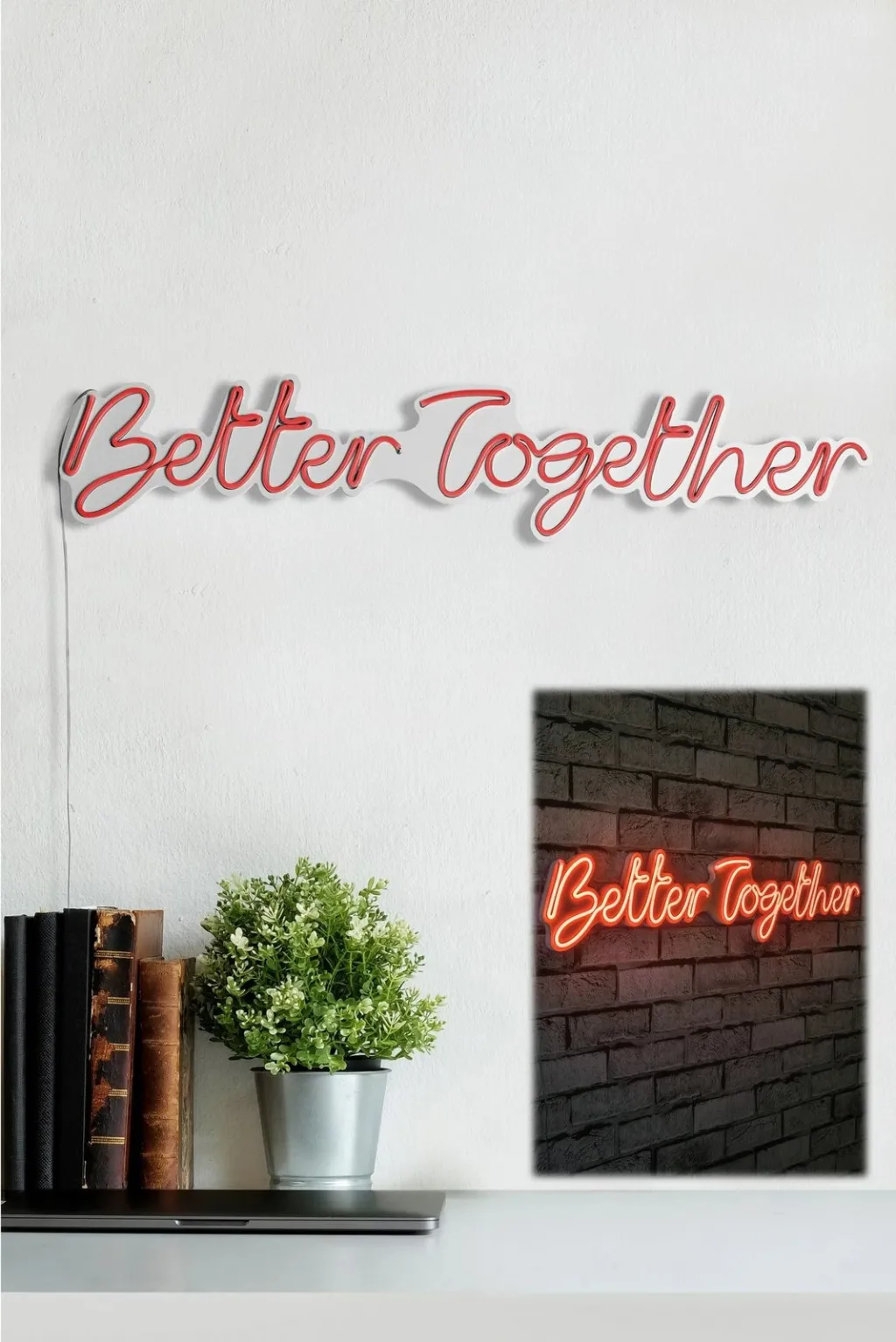 Dekor dritash LED plastike, 'Better Together', ngjyrë e kuqe - 5