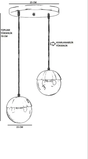 Llambë tavani Opviq, dy sfera, metalik, ngjyrë ari, balonë qelqi