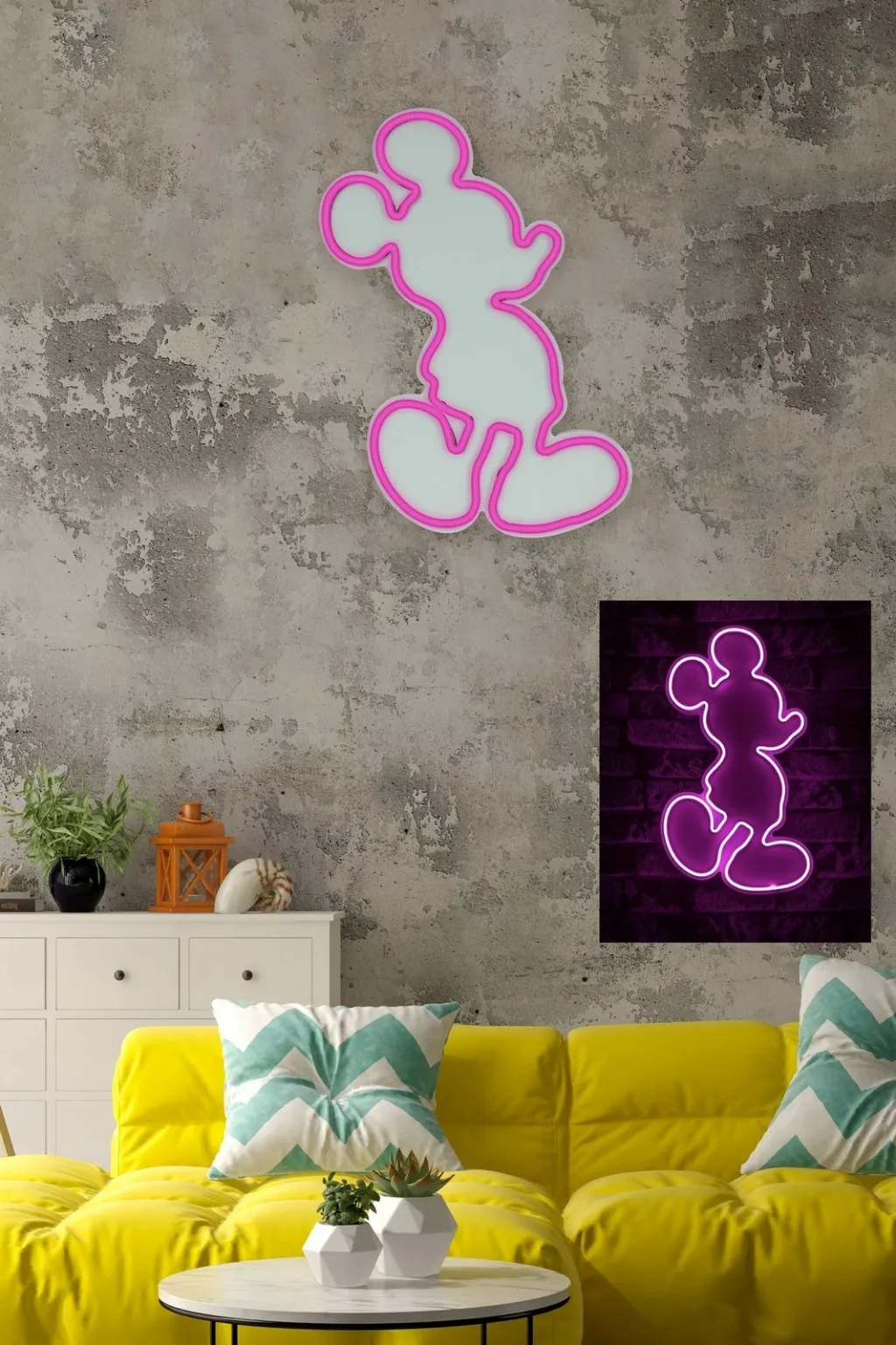 Dritë dekorative plastike LED, Mickey Mouse, rozë - 5
