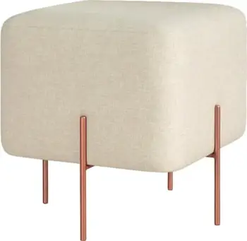 Puf Atelier del Sofa, ngjyrë krem, këmbë bakri, 40x42x40cm