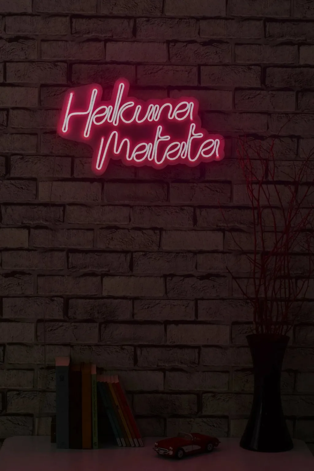 Dekor dritash LED plastike, Hakuna Matata, ngjyrë rozë - 4