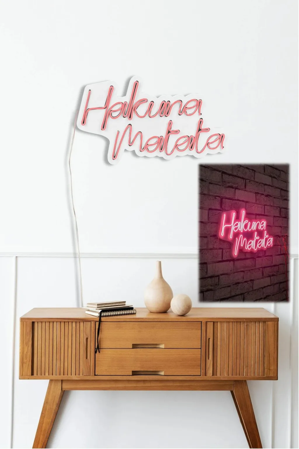 Dekor dritash LED plastike, Hakuna Matata, ngjyrë rozë - 5