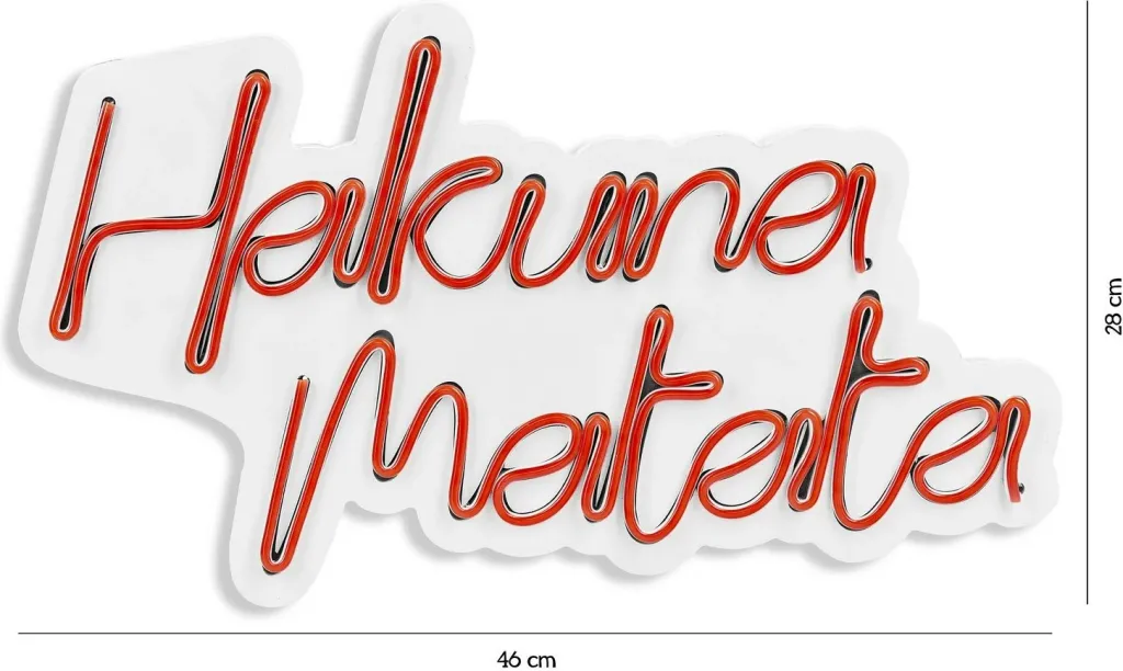 Dritë dekorative murale LED, plastikë, Hakuna Matata, e kuqe - 1