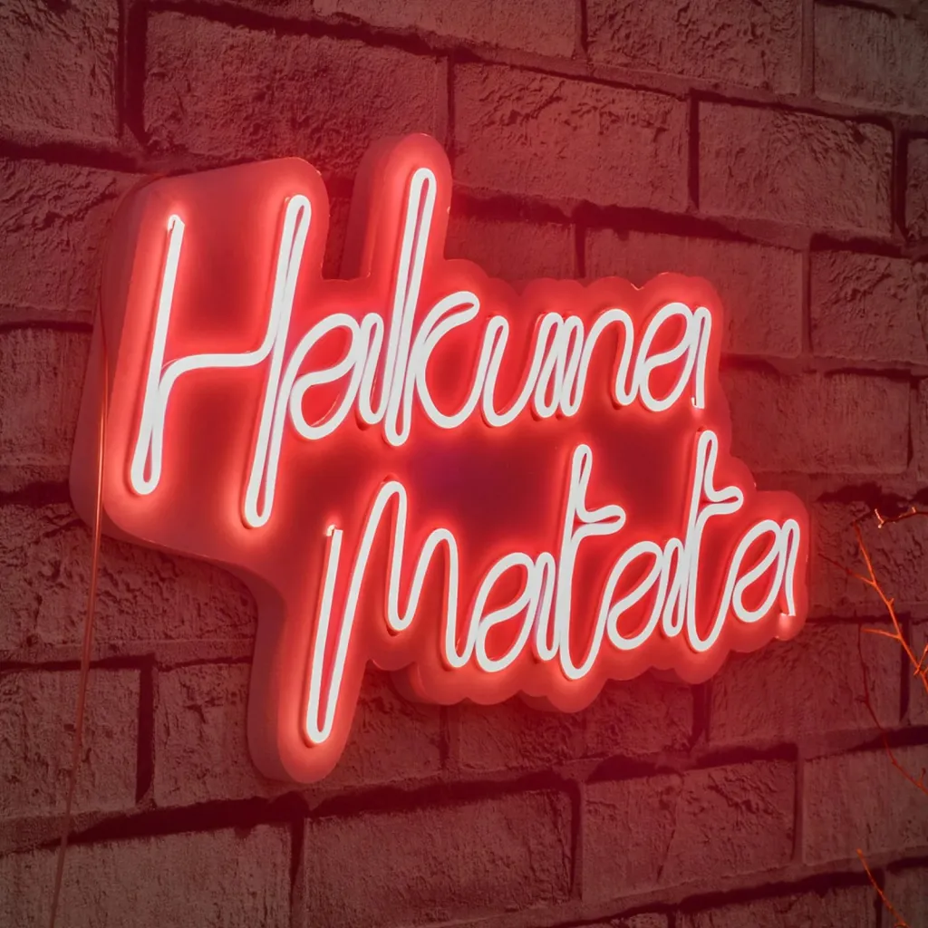 Dritë dekorative murale LED, plastikë, Hakuna Matata, e kuqe - 2