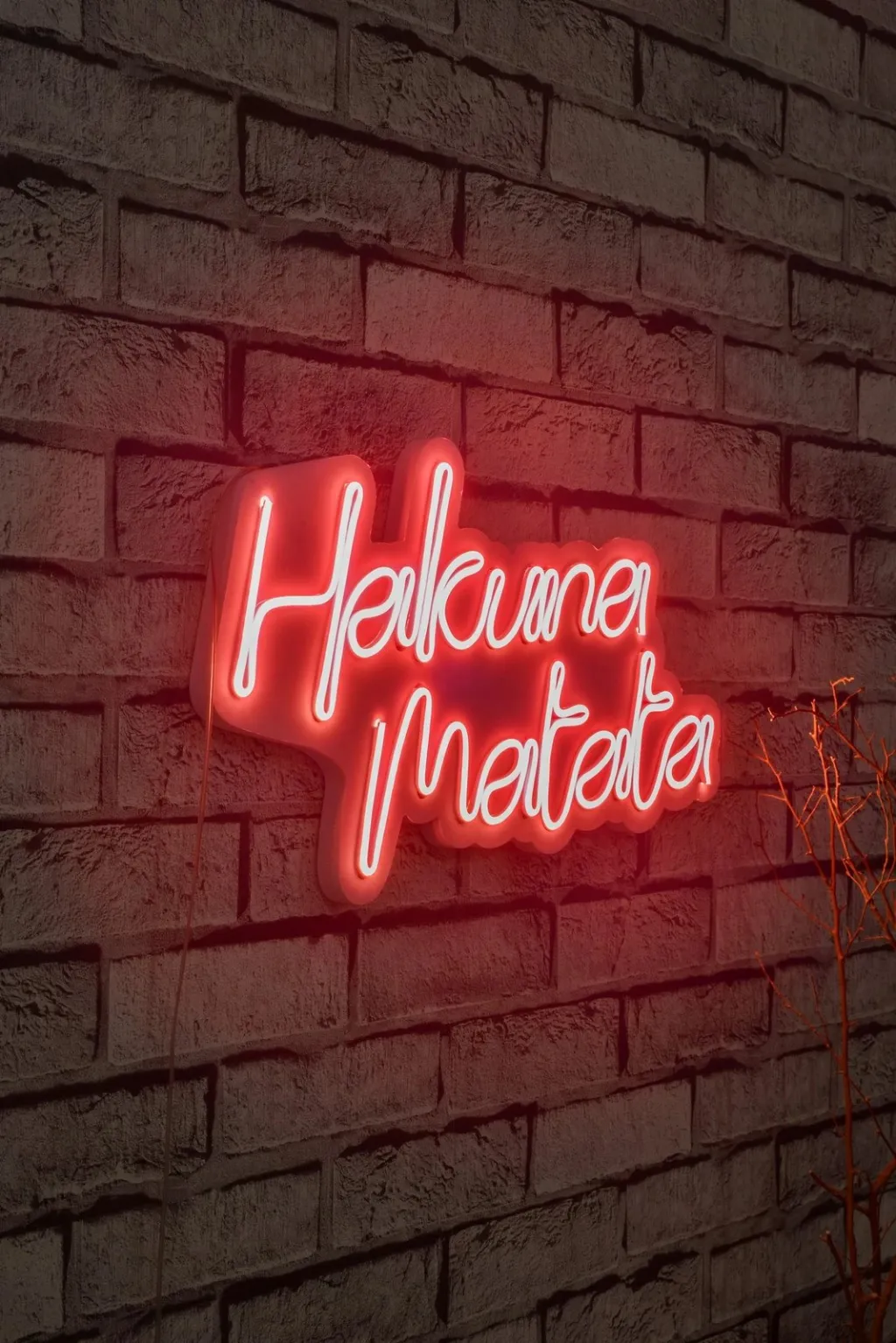 Dritë dekorative murale LED, plastikë, Hakuna Matata, e kuqe - 3