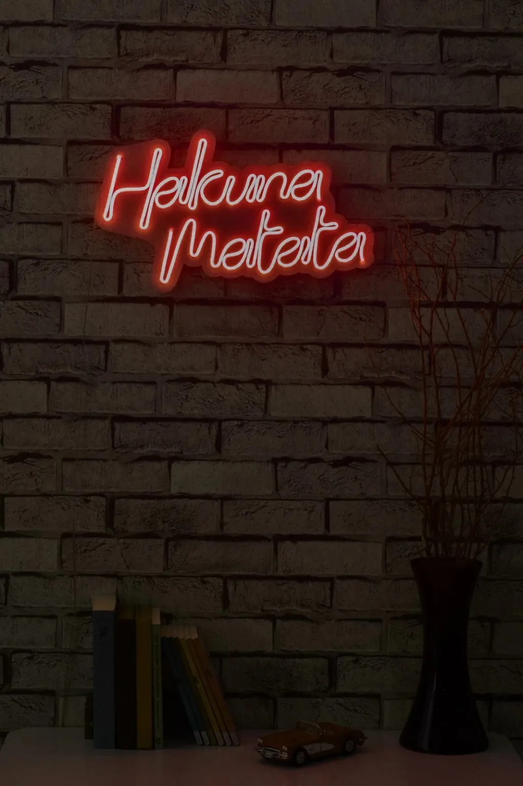 Dritë dekorative murale LED, plastikë, Hakuna Matata, e kuqe - 4