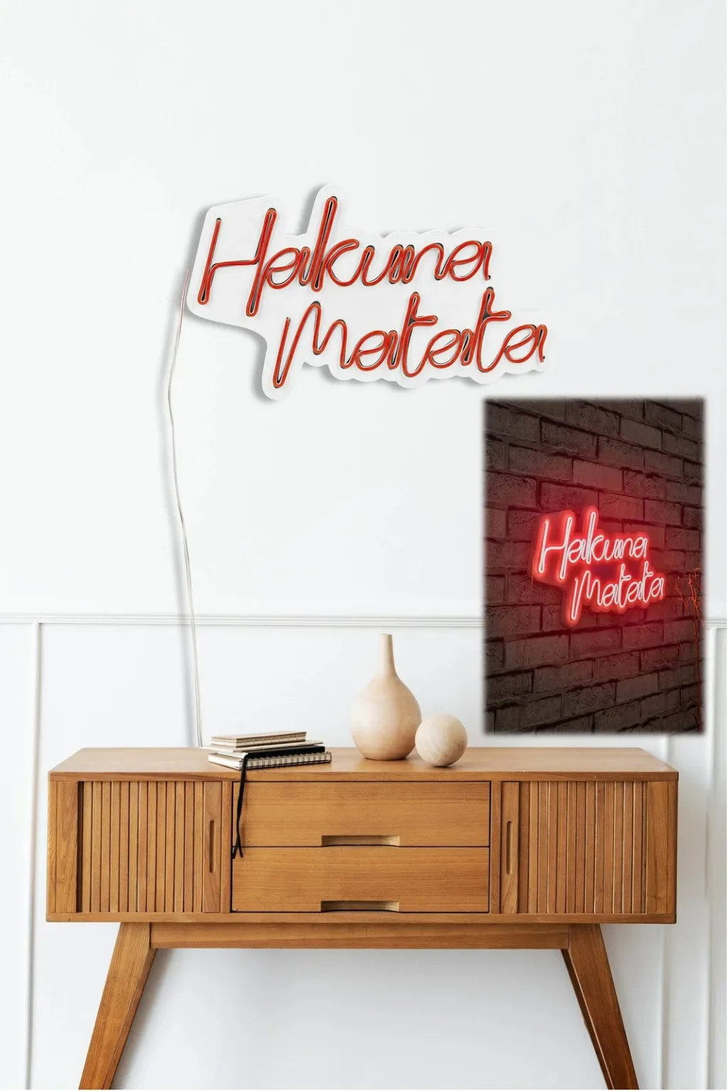 Dritë dekorative murale LED, plastikë, Hakuna Matata, e kuqe - 5