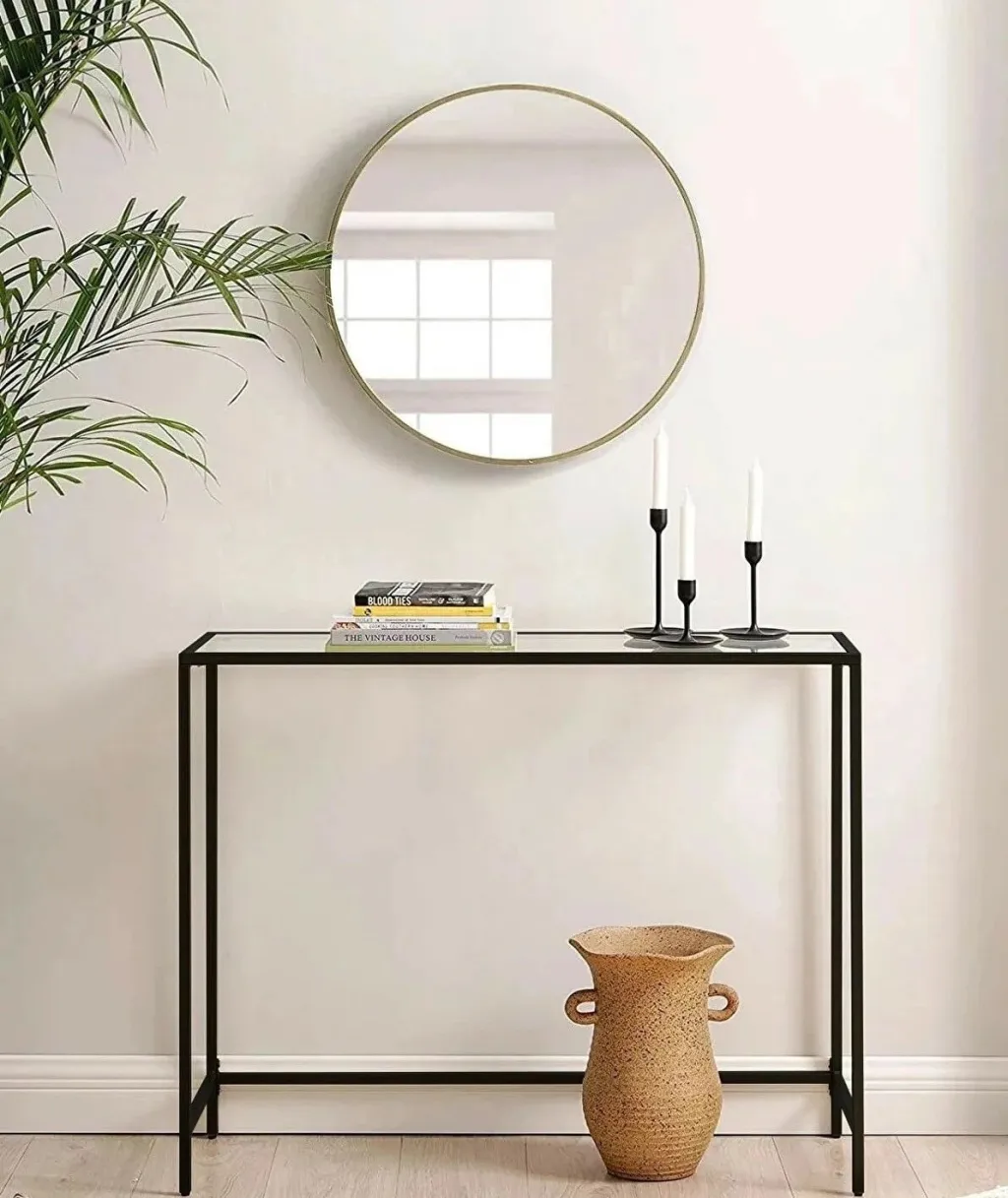 Komodë anësore Hanah Home, xham i zi i temperuar, Canvas - 5