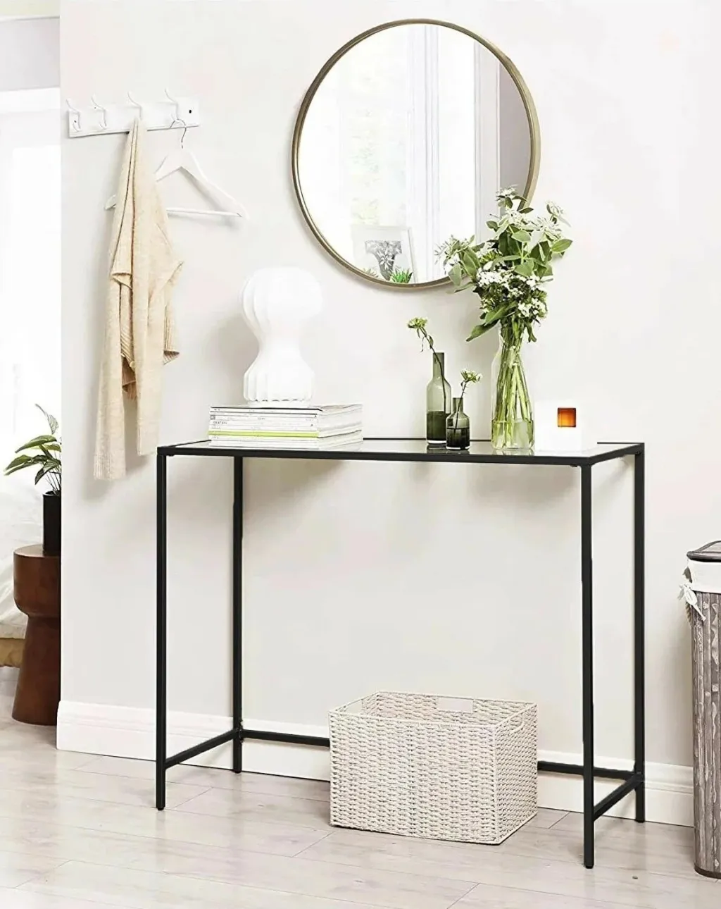 Komodë anësore Hanah Home, xham i zi i temperuar, Canvas - 6
