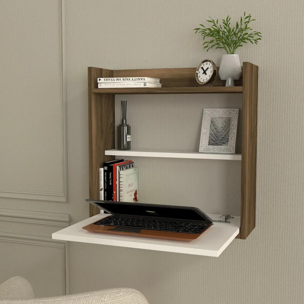 Tavolinë studimi Hanah Home, laptop, e bardhë, arre - 2