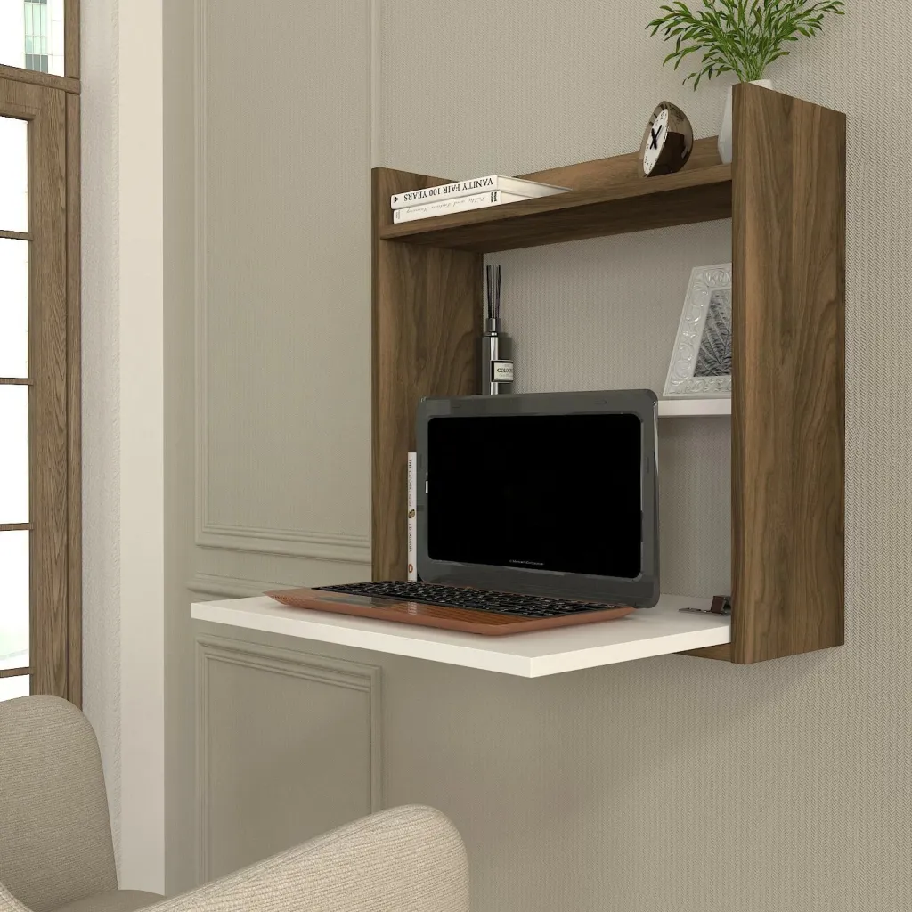 Tavolinë studimi Hanah Home, laptop, e bardhë, arre - 3