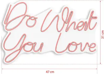 Dekor dritash LED plastike, ngjyrë rozë, Do What You Love, 47x31x2cm