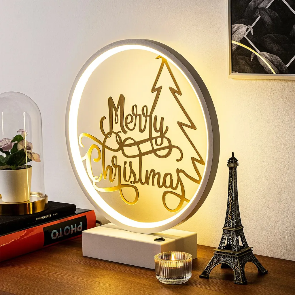 Llambë tavoline Opviq, model XMAS10, e bardhë dhe ari - 2
