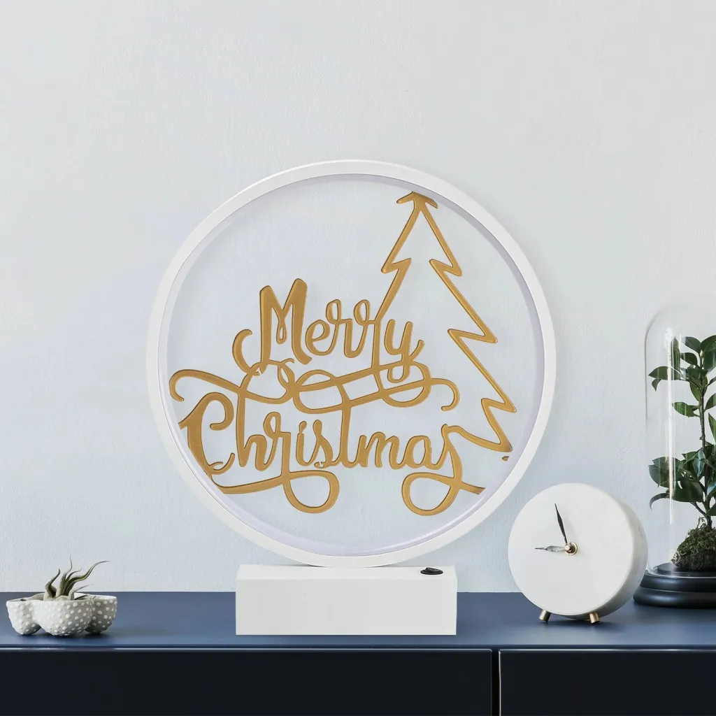 Llambë tavoline Opviq, model XMAS10, e bardhë dhe ari - 3
