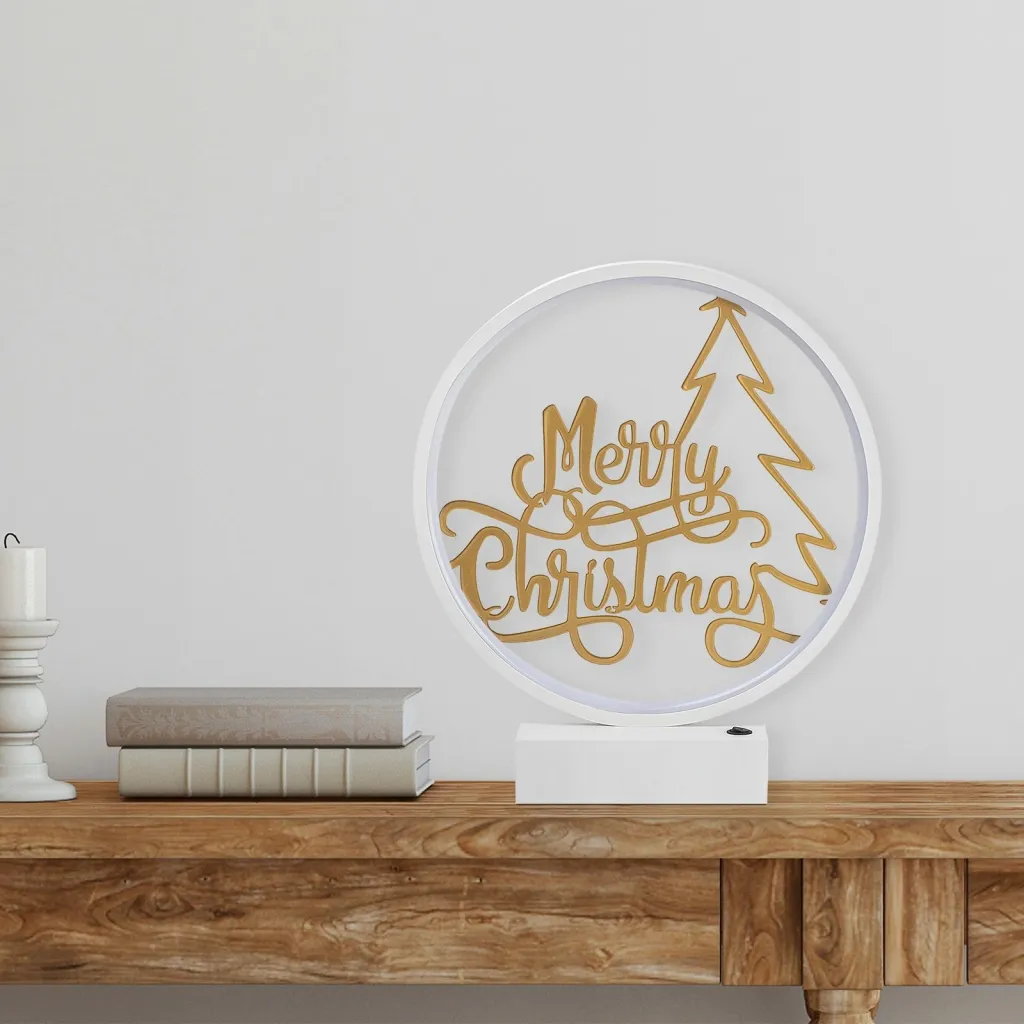 Llambë tavoline Opviq, model XMAS10, e bardhë dhe ari - 4