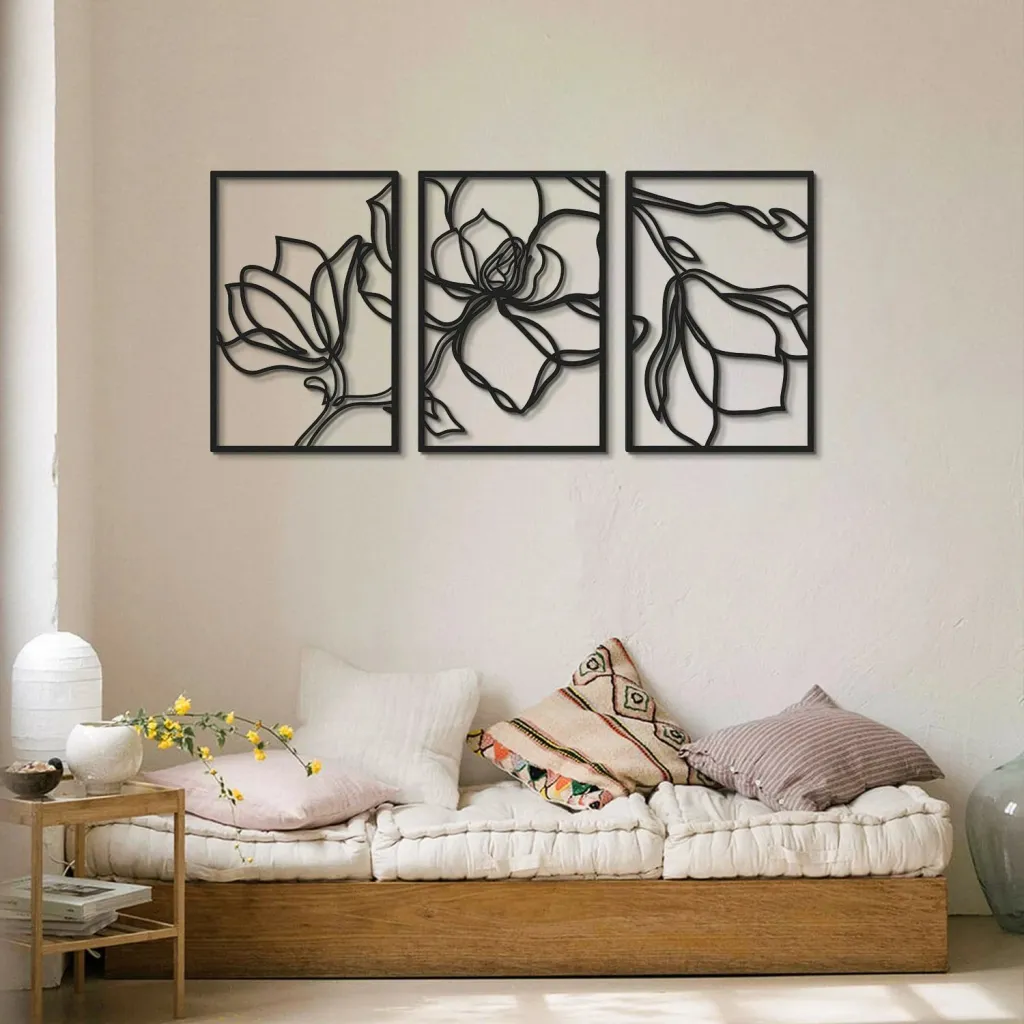 Aksesor dekorativ metalik për mur, Wallity, Floral Line, APT529MS - 2