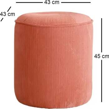 Puf Atelier del Sofa, Teddy, ngjyrë korale, Vermilion