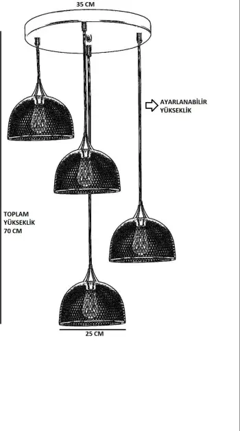 Llambë tavani Opviq, Rota 4 llampa, tepsi e zezë