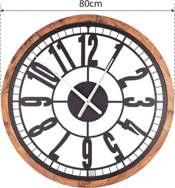 Orë muri dekorative Wallity, Bruno, metal i zi dhe lisi, 80cm