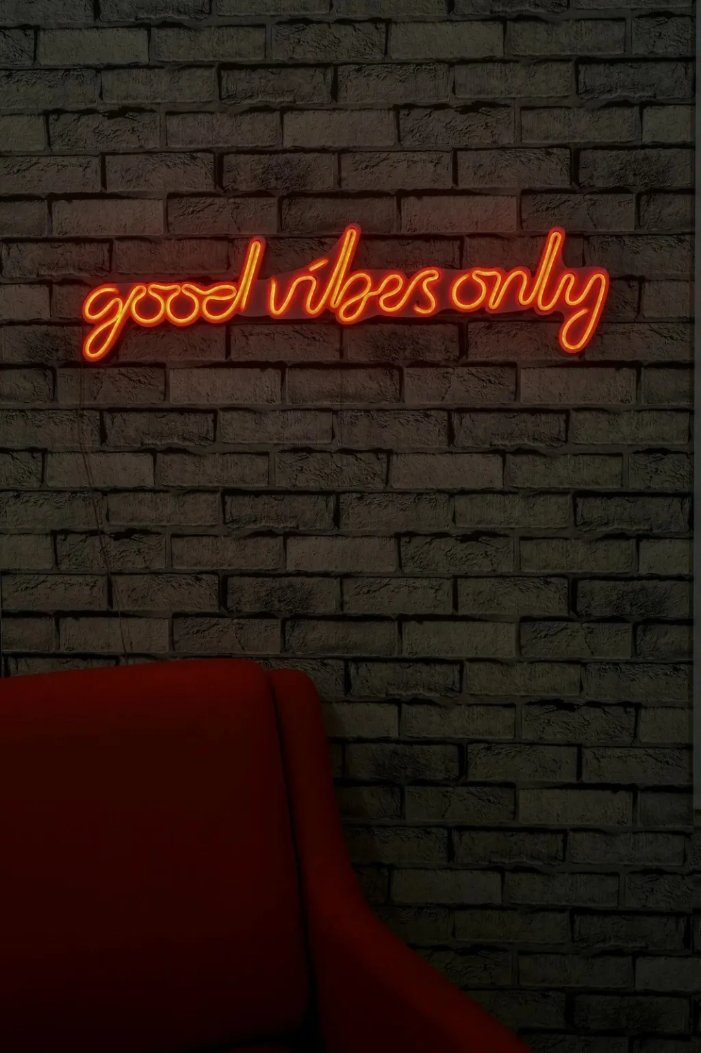 Dekorim plastik LED, Good Vibes Only, ngjyrë e kuqe - 3