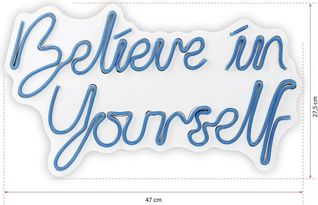 Dekor dritash LED plastike, 'Believe in Yourself', ngjyrë kaltër - 1