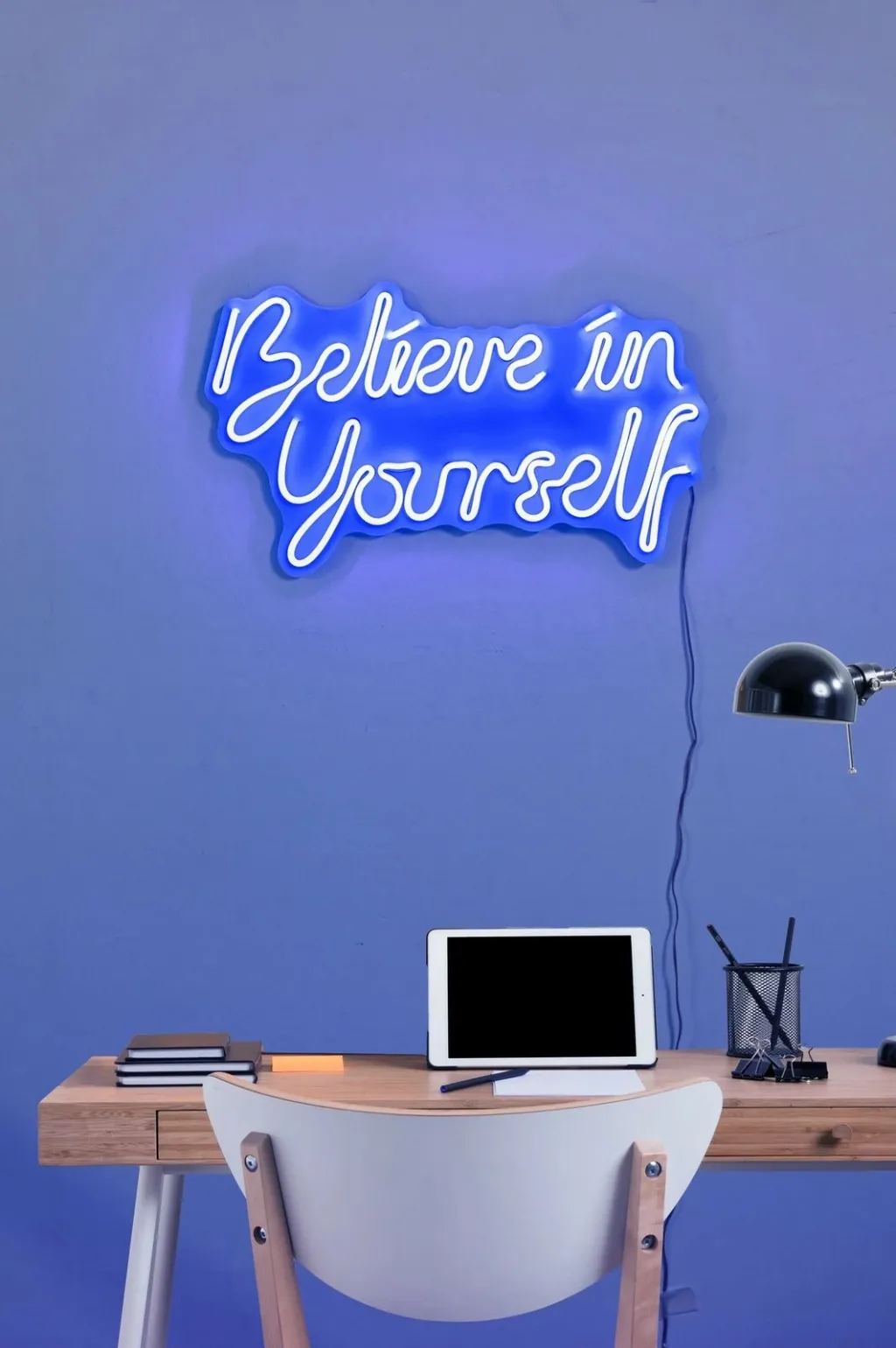 Dekor dritash LED plastike, 'Believe in Yourself', ngjyrë kaltër - 2