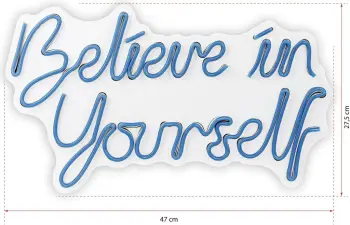 Dekor dritash LED plastike, 'Believe in Yourself', ngjyrë kaltër