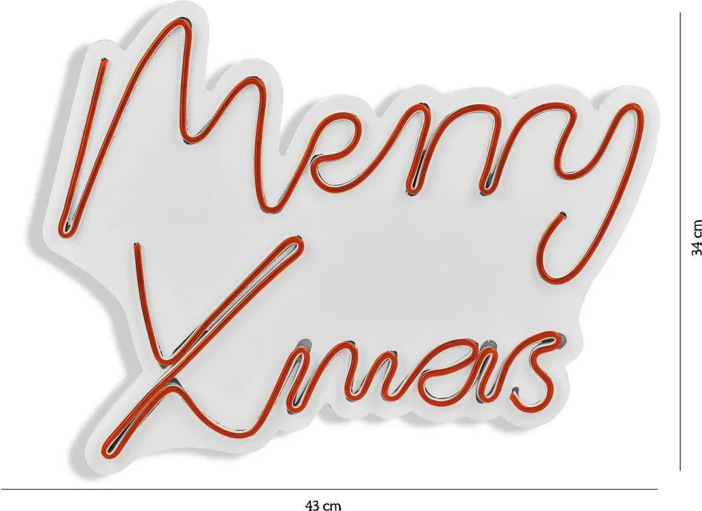 Dekor dritash LED plastike, 'Merry Christmas', ngjyrë e kuqe - 1