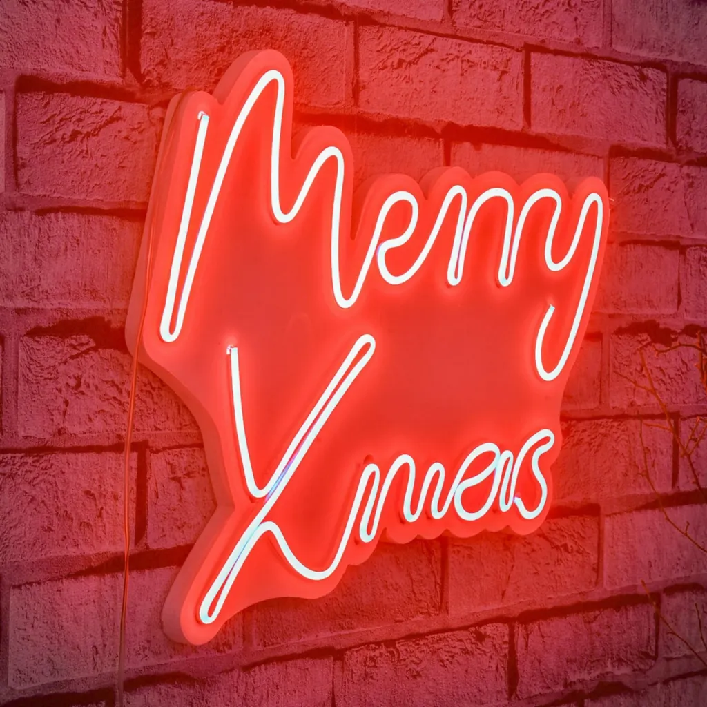 Dekor dritash LED plastike, 'Merry Christmas', ngjyrë e kuqe - 2