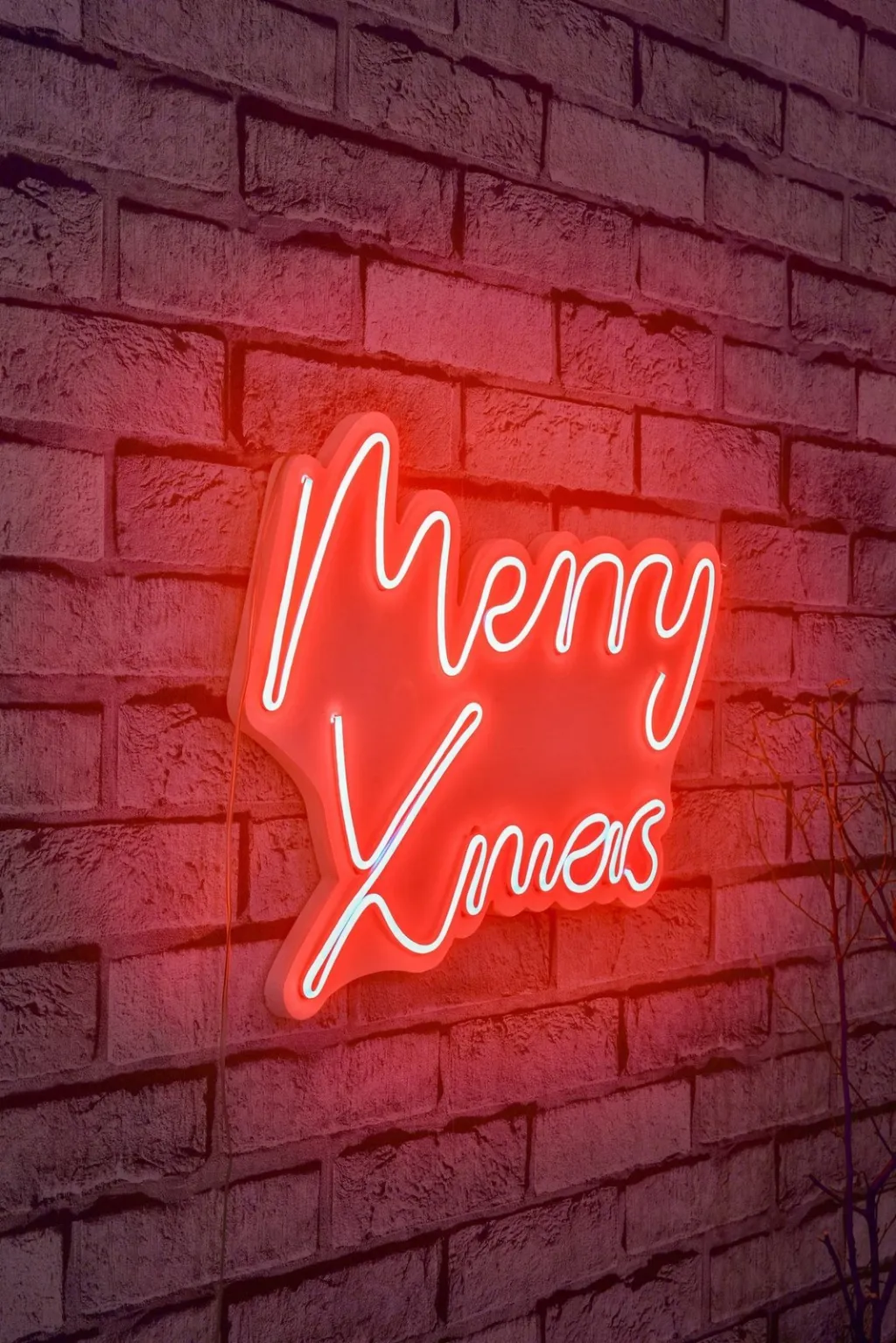 Dekor dritash LED plastike, 'Merry Christmas', ngjyrë e kuqe - 3